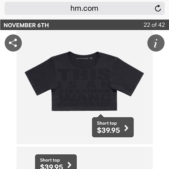 Alexander Wang x H&M black logo crop top tshirt sz S - Picture 6 of 6